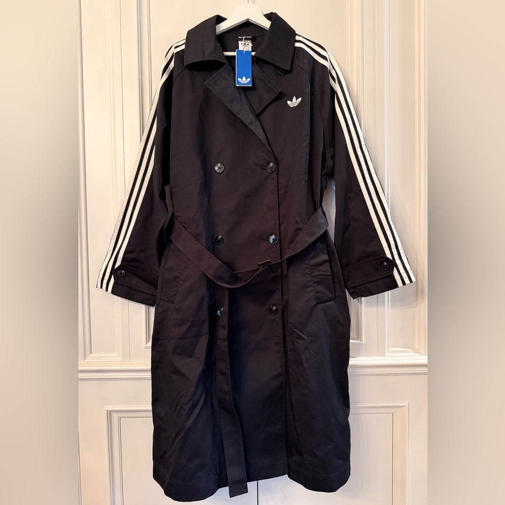 NWT Adidas | Black Long Trench Coat - Medium but VERY oversized like Large